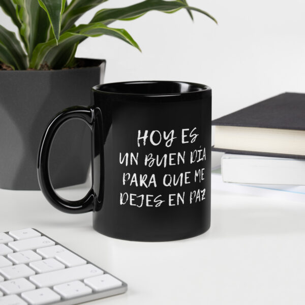 Taza negra brillante - buen día