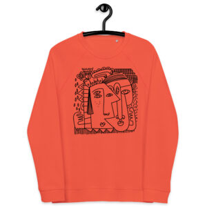 Sudadera unisex orgánica raglán - Caras abstractas