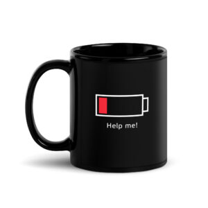Taza negra brillante -  Help me