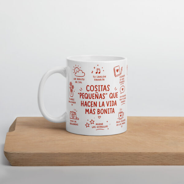 Taza blanca brillante - Pequeñas cosas que te hacen feliz