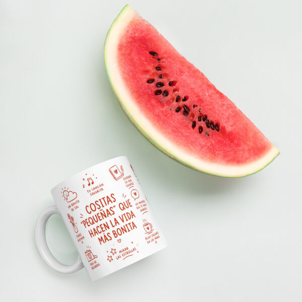 Taza blanca brillante - Pequeñas cosas que te hacen feliz