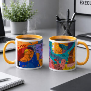Taza color interior - Abstract Faces Art
