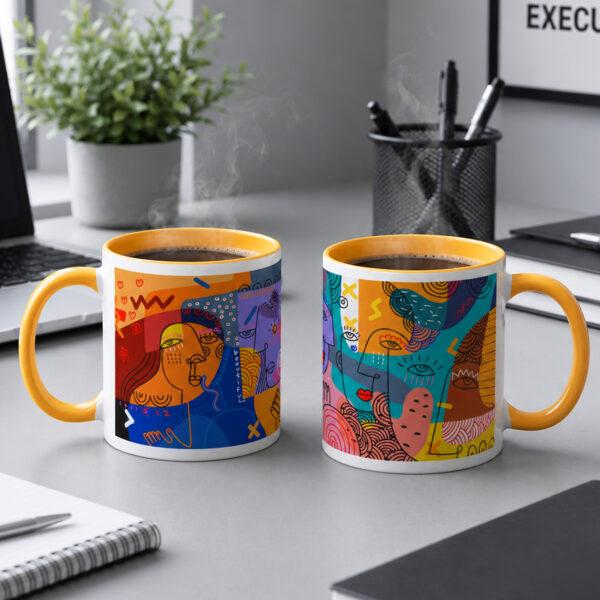Taza color interior - Abstract Faces Art