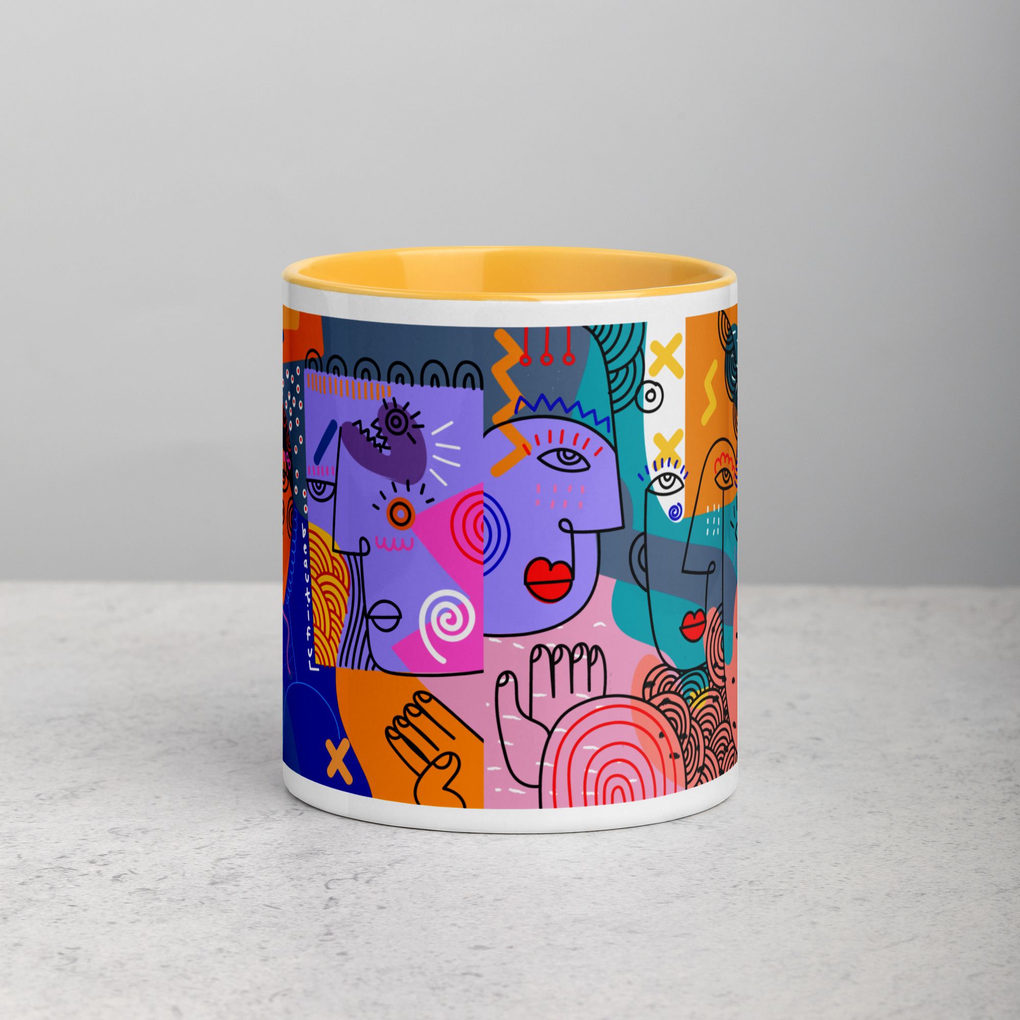 Taza color interior - Abstract Faces Art